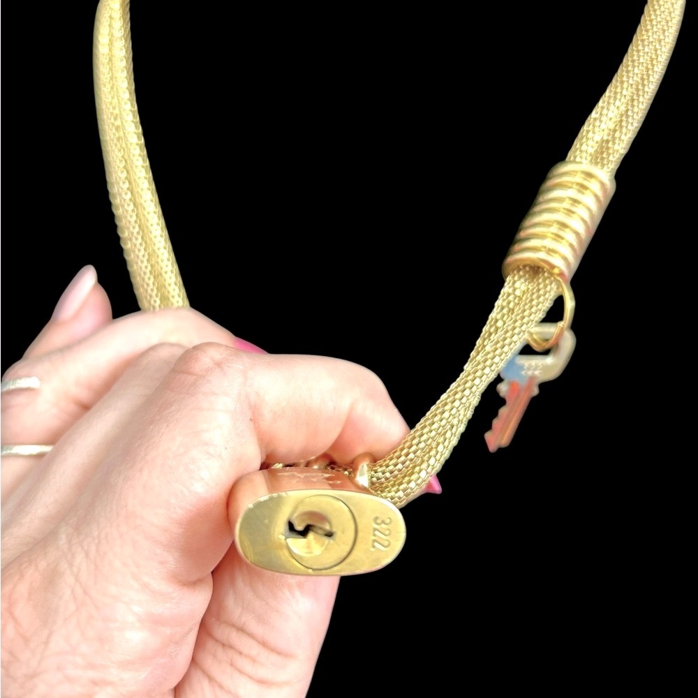 LOUIS VUITTON Padlock & Key w/Vintage Unbranded 24K Gold Filled Double Necklace - Picture 6 of 10